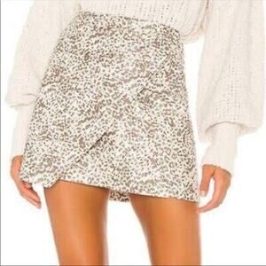 Free People Cream Leopard Print Mini Skirt